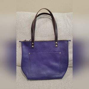 Portland Leather Medium Zippered Tote in Violet